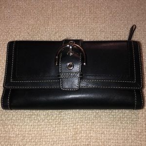 COACH Authentic Leather Checkbook Flip-Up Wallet